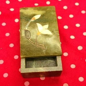 Handmade granite Trinket box with Inlaid Flower D